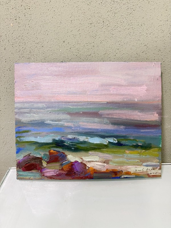 Seascape painting Original art Impressionism Oil by A.Shrub 10×8