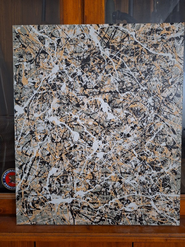 Original Abstract Action Painting jackson pollock style signed art decor paint gallery