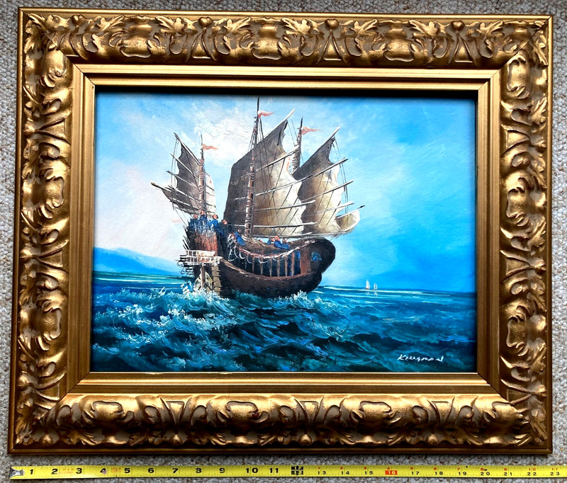 Framed Original Oil Painting – Clipper Ship