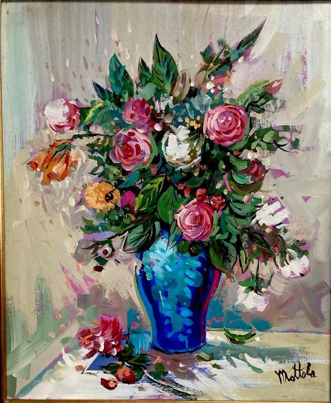 Listed California Artist Filastro Mottola Still Life Mcm Hollywood Regency