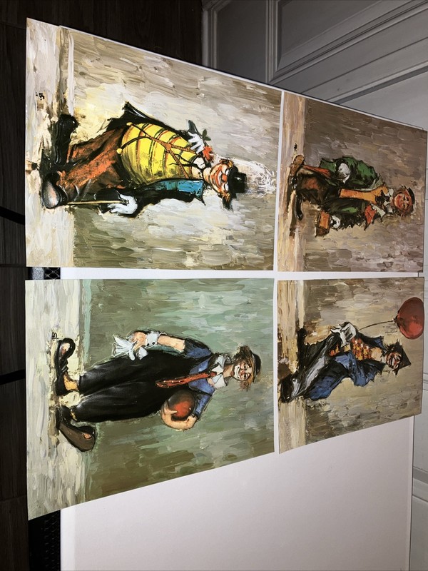 Clown Painting 3D 9×12 Plastic Lot of 4