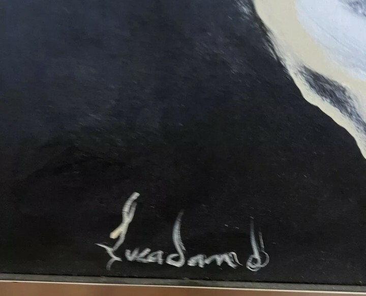ABSTRACT "TWO ROMANTICS"; 18-1/2"x 26-3/4" ACRYLIC ON CANVAS by Artist LUCADANO gallery