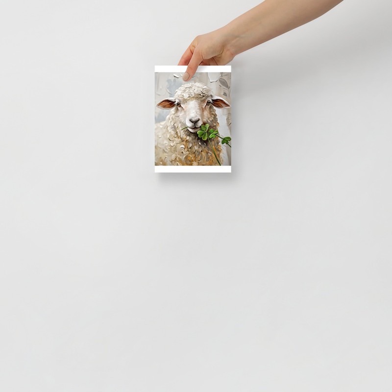 Sheep Painting St Patricks Day Art Print Irish Symbol Green Clover Farm Animal gallery