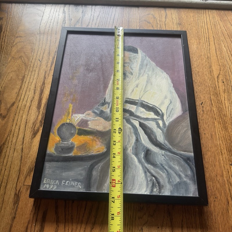 Vintage Original Signed Portrait Painting | Judaica Art Jewish Rabbi | Framed gallery