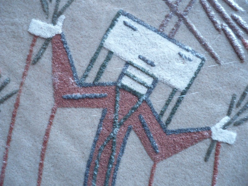 WATCHMAN, VINTAGE modern SAND PAINTING SANDPAINTING SAND ART TWO DANCING FIGURES gallery