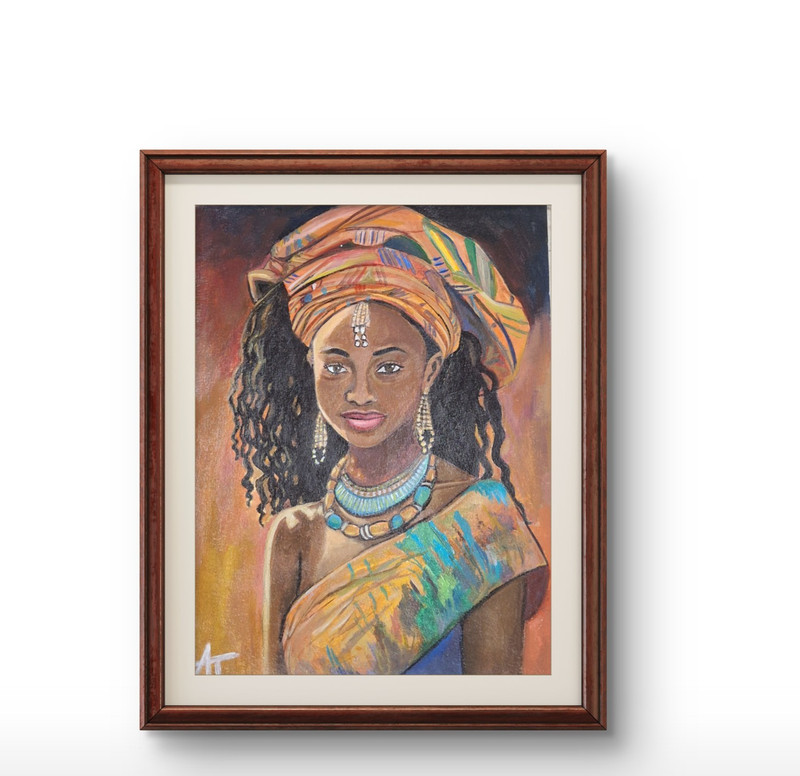 Original African Beauty Painting 9×12 acrylic paper