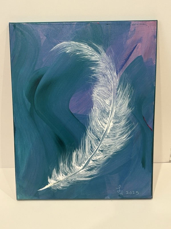 LH Original Feather – Acrylic Painting on Canvas Blind Artist OOAK