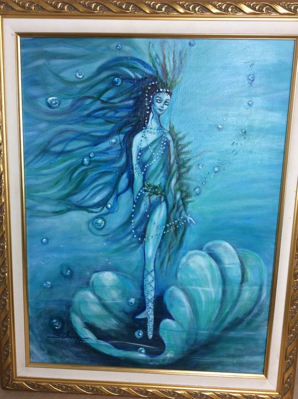 yemaya paint 23 1/2 tall,17 1/2 width painted by Silvia Garcia gallery