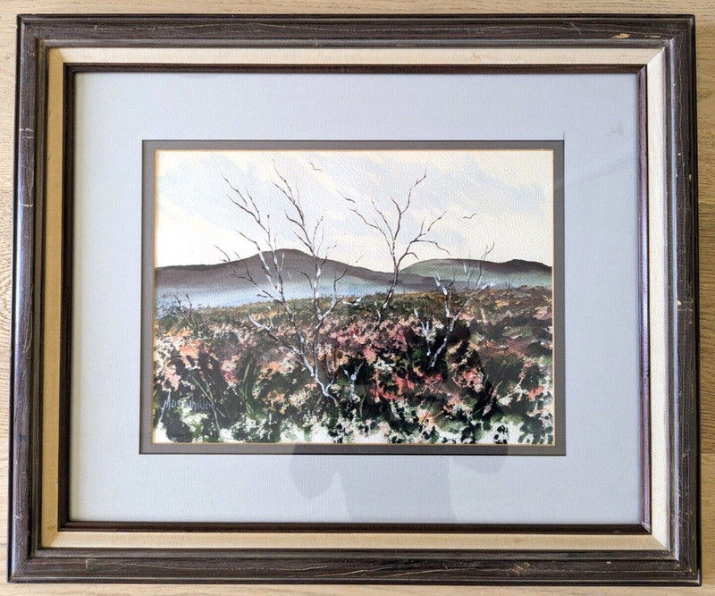 Mark Meisenholder Signed Framed Landscape Watercolor Gouache Painting