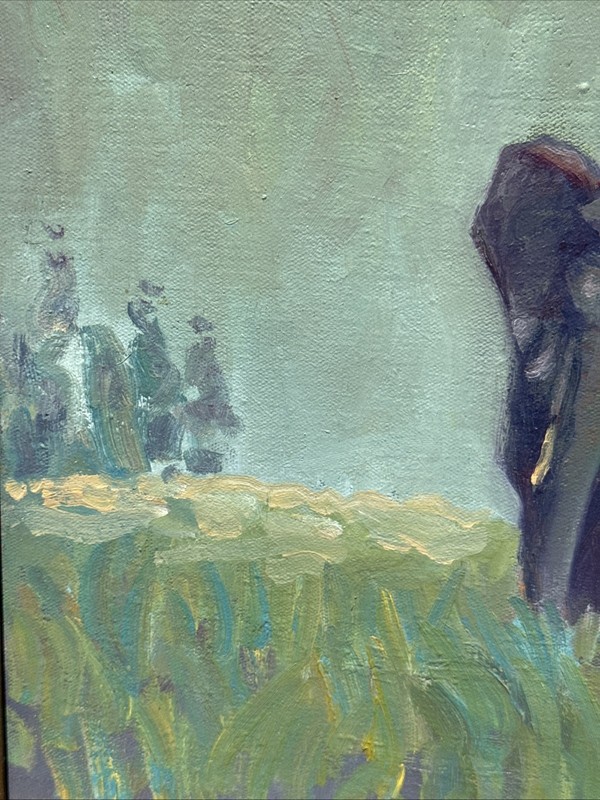 Vintage Impressionist Landscape W/ Elephant Oil Painting Signed Campos gallery
