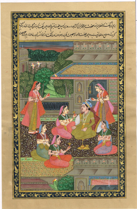 Indian Miniature Old Painting Of Mughal Harem Scene Art On Paper 7×11 Inches