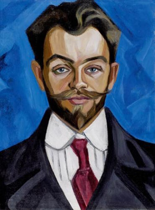 Oil painting Olga-Vladimirovna-Rozanova-The-Portrait-of-A.Rozanov young man art