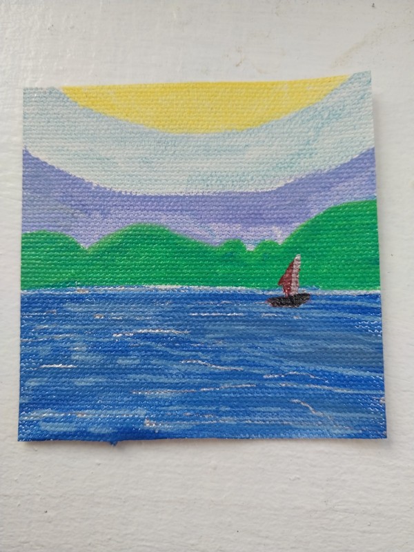 Seascape Sail Boats 4X4 Small mini Wall Art ORIGINAL Painting Art Home Decor GAT gallery