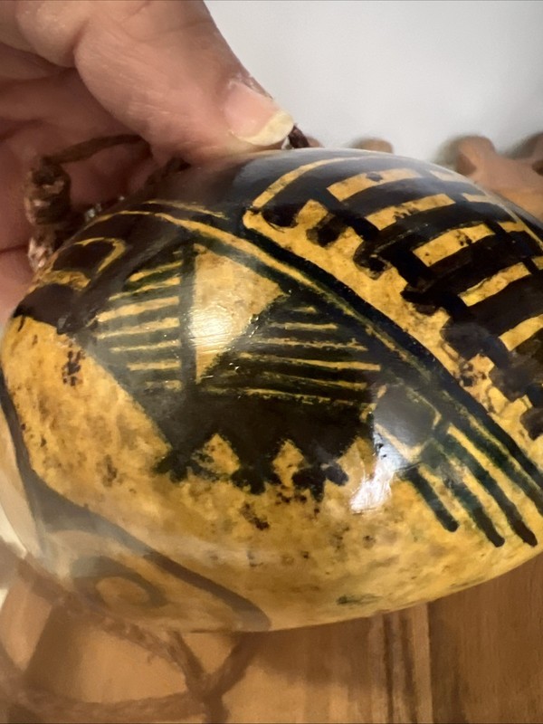 Hand Painted Gord Art Carryall with Feather Signed J Austin Artist Original gallery