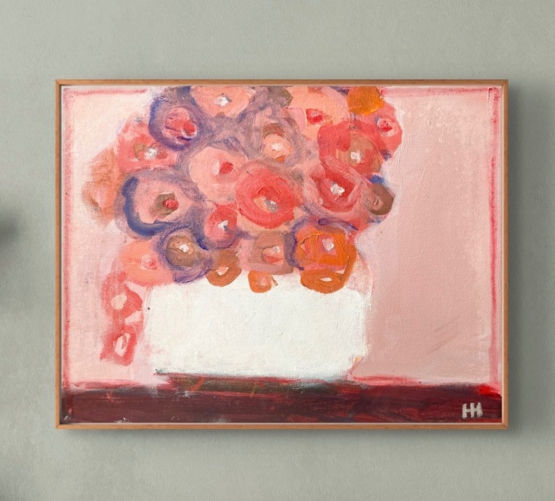 Original Abstract Colorful Floral Acrylic 11×14 Canvas Painting, Holly Hammond