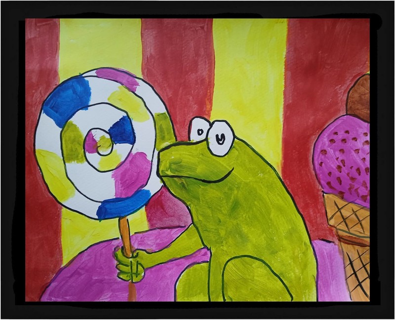 Abstract/Expressionism Froggy 11×14 One of a Kind Colorful Art Painting