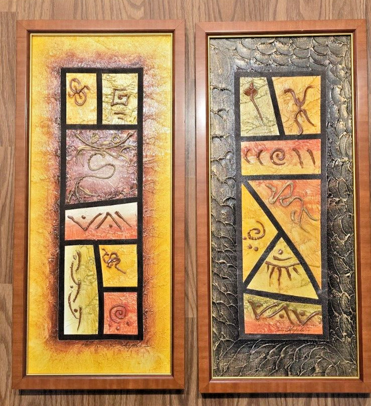 Original Abstract Painting Framed Wall Art Signed COA Angelo Polanco 27x12 (2) gallery