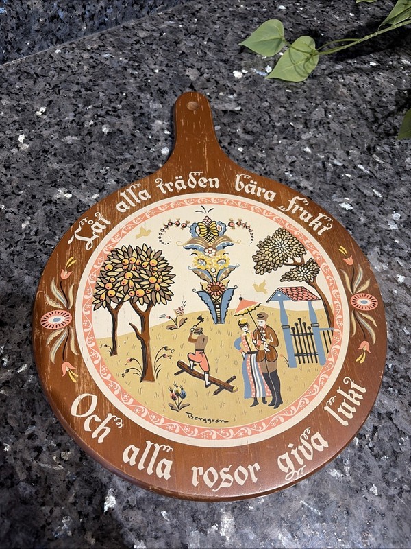 Vintage Berggren Wood Wall Art Decor Cutting Board Scandinavian