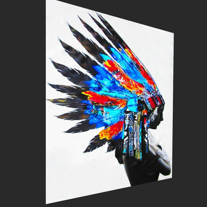 Framed Canvas - American Indian chief art painting print XL gallery