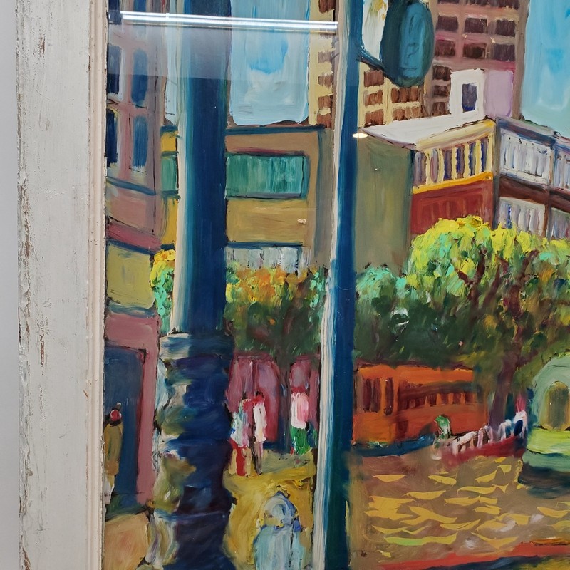 Chris Duke San Francisco Market St Reverse-Painted Window Original 60x36 30lb gallery