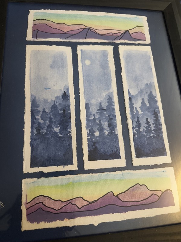 Shortiez Ink Watercolor Landscape Bookmarks In Framed 14 X 16 gallery