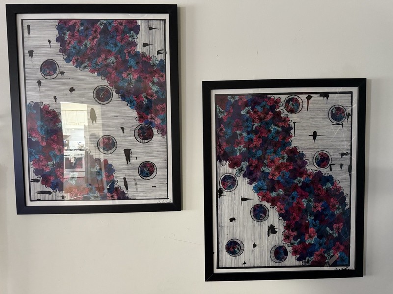 Original Abstract Framed Art 22×28 Signed By Artist