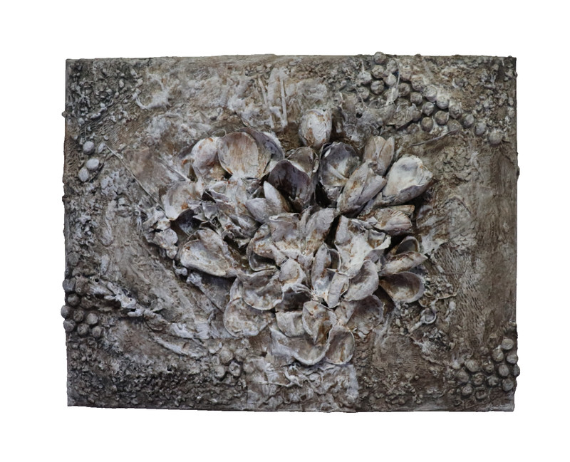 Neutral Textured Floral Collage Art Wabi Sabi Japandi Organic Wall Decor