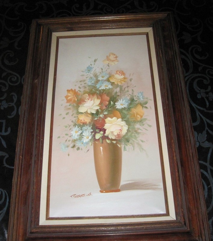 Robert Cox, , Flowers In A Vase, Vintage Framed Oil On Canvas