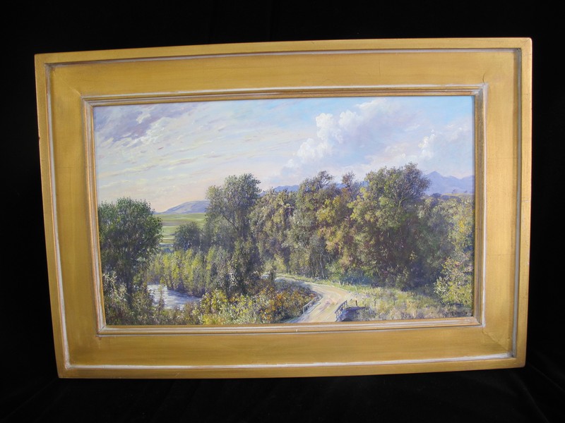 NICK OBERLING Framed MONTANA Landscape Trees Oil Painting COUNTRY ROAD