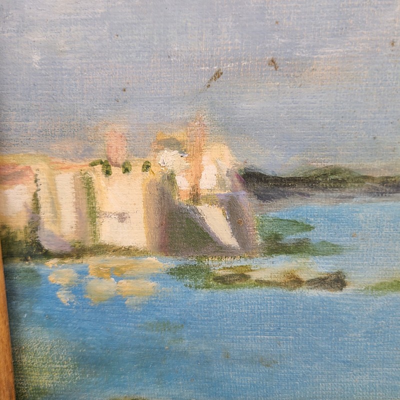 Christopher M. Day Oil on Board Original Painting Harbor with Sailboat Mariner gallery