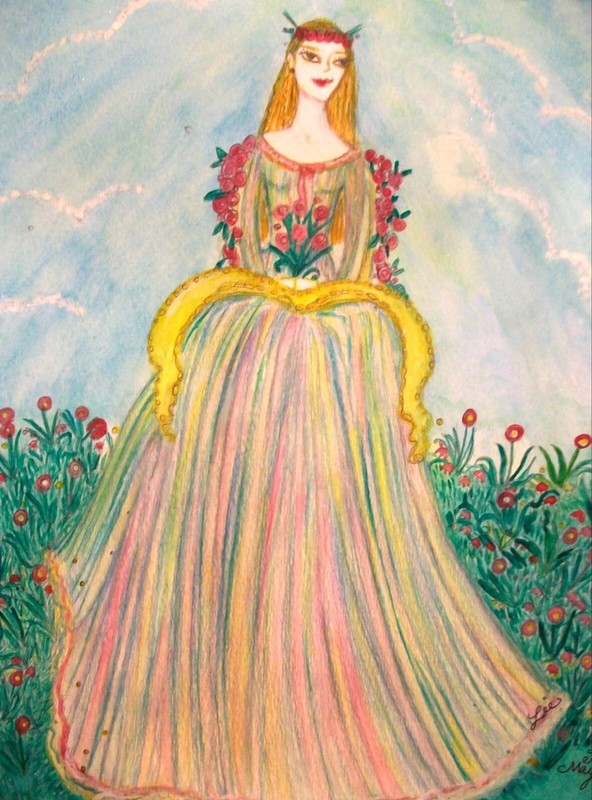 The May Queen: 9 x 11 inch Watercolor Original by Dana Lee (Beltane)