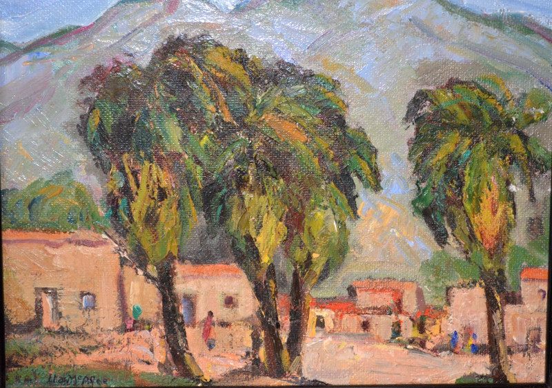 New Mexico community landscape scene by Taos artist Ila McAfee (1897 - 1095) gallery