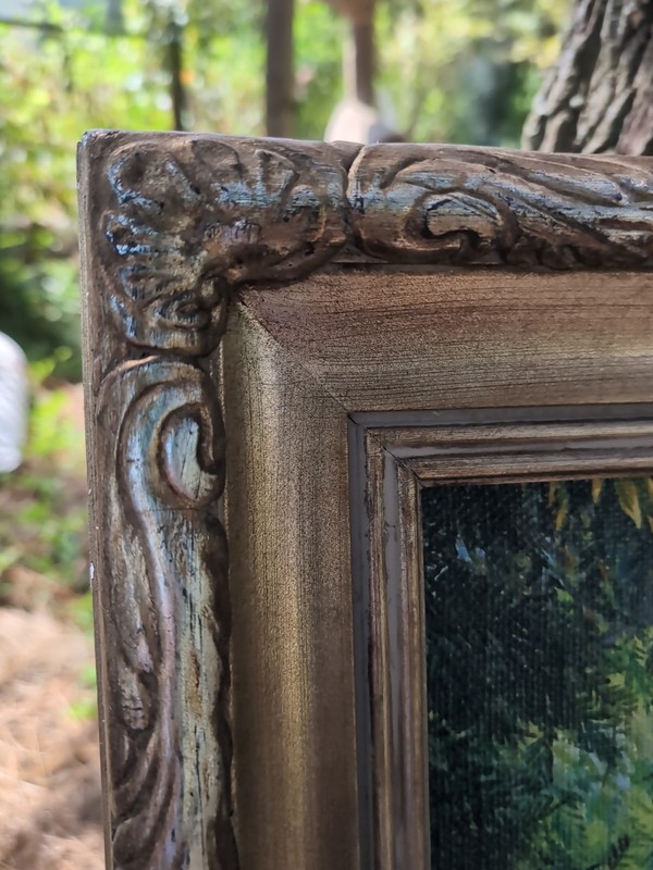 Vintage Factory Art Southern Arbor Painting 27"x30.5" Beautiful Gilt Wood Frame gallery