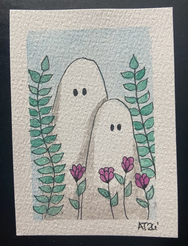 Ghost Portrait ACEO Original Watercolor And Ink 2.5×3.5