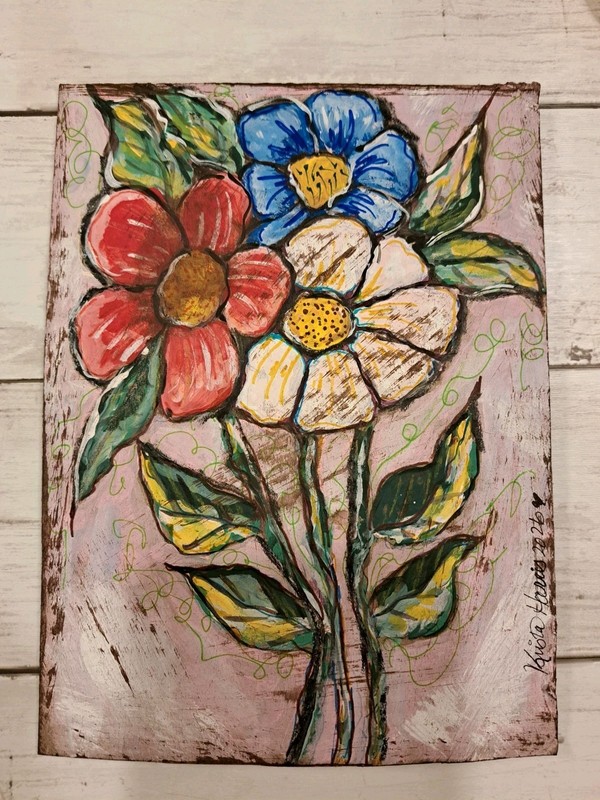 Floral Connection Original Painting on Cardboard gallery