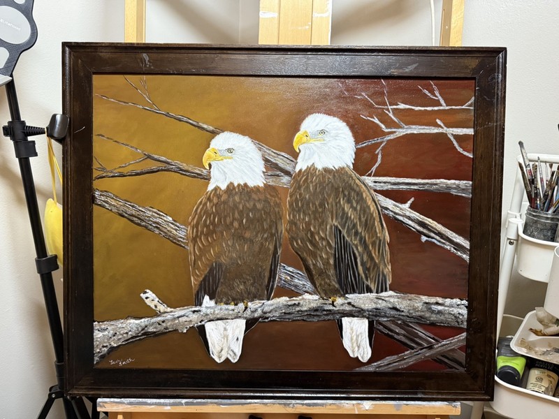 Bald Eagle original painting on canvas by Arkansas artist Leah J Smith