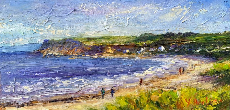 Coast Beach Seascape Oil Painting Ocean shore Impressionist Artwork original