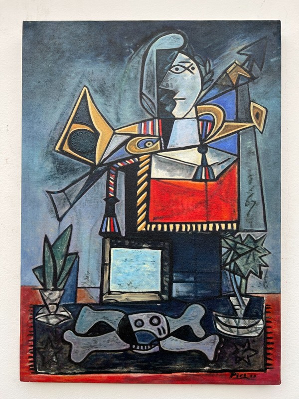 Pablo Picasso , Painting Oil On Canvas , signed stamped vintage 50 x 70 cm