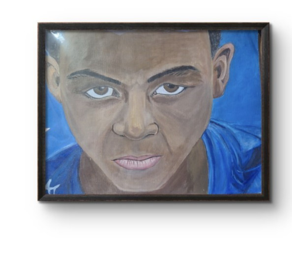 Contemporary Figurative Young Man Painting 9×12 In Acrylics