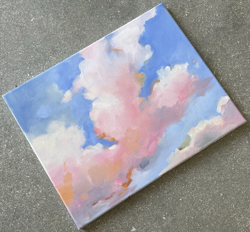 Original Clouds Oil Painting On Stretched Canvas Sunrise Contemporary Fine Art gallery