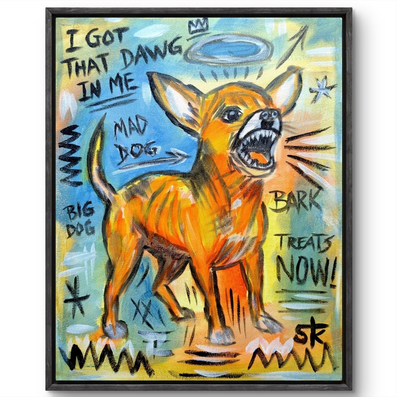 Original Signed Chihuahua 11×14 Dog Bold Acrylic Canvas Neo Expressionist