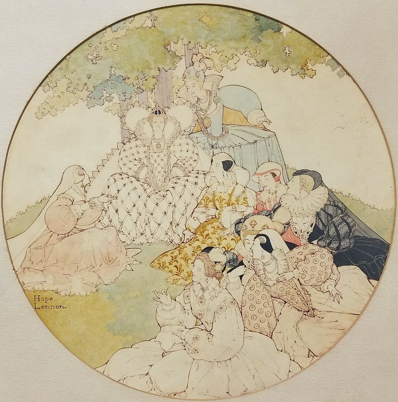 Antique Original Pen & Ink & Watercolor Painting by HOPE LENNON Philadelphia