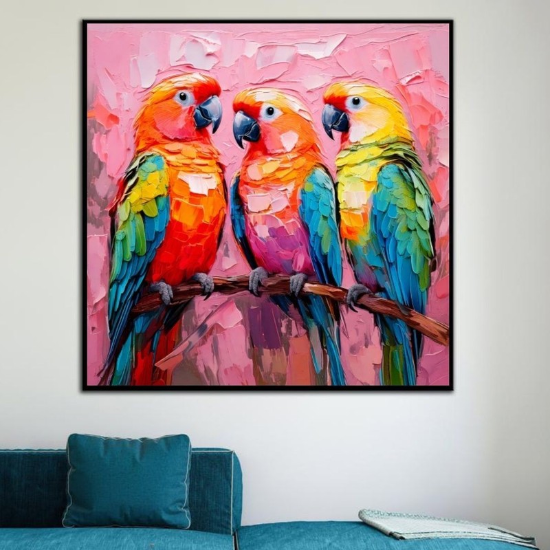 ORIGINAL Oil PAINTING on Canvas Parrot 12x12 in Textured Artwork Custom Order gallery