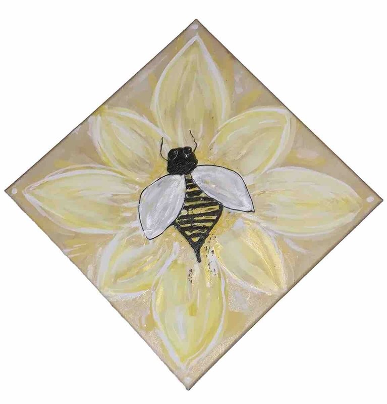 Sunflower & Bee Painting, Deana MOODY VIRGO ARTS OOAK Nature Flowers
