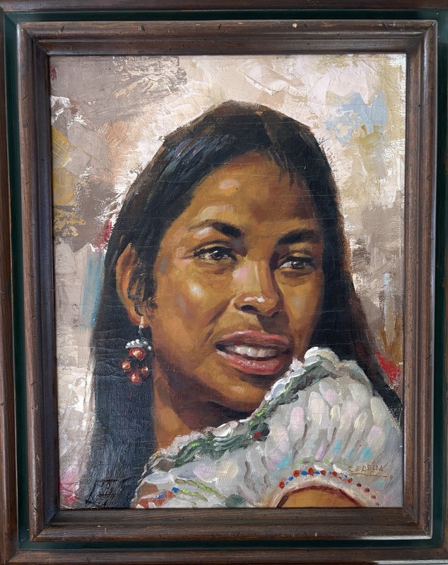⭐Antique OIL painting ⭐ ERNESTO ZEPEDA ⭐ Santa Fe NM ⭐ SENORITA -PLS SEE VIDEO