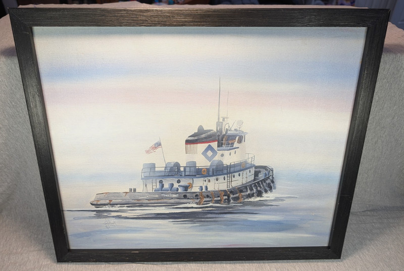 Dennis Lighthart Nautical Tugboat W/C Painting Town Point Wilmington, DE