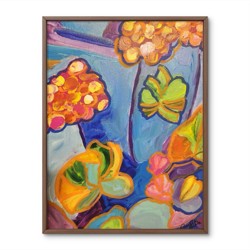 Original Abstract Colorful Flowers Modern Unique Wall Art Acrylic Canvas 11X14