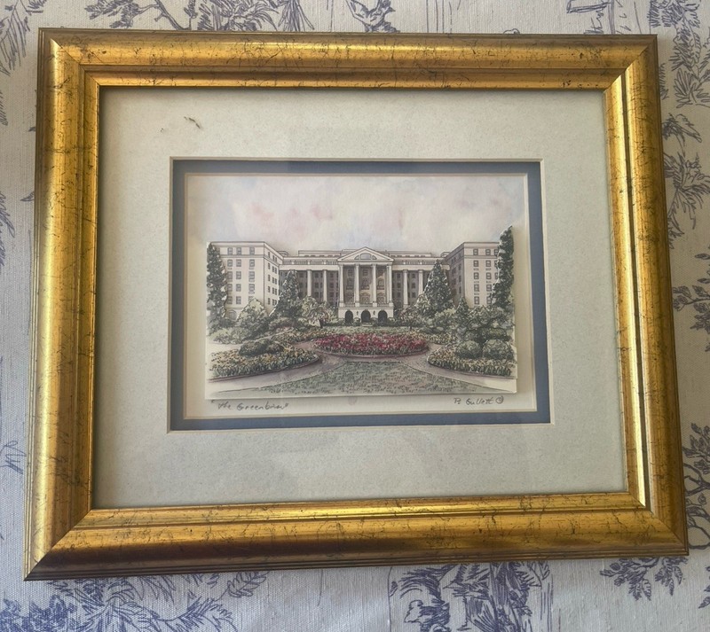 The Greenbriar Framed 3D Sculptured Watercolor Art Patsy Gullett COA 12×10 Gold
