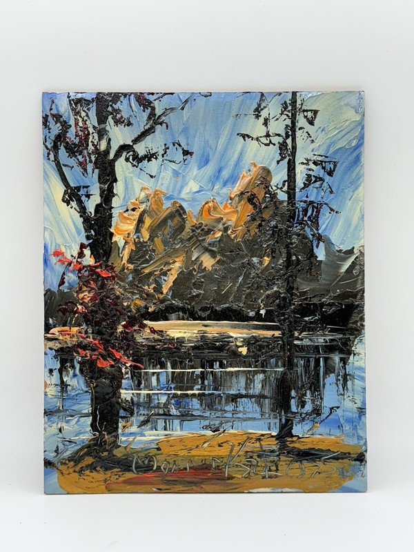 Morris Katz Painting Signed Original Oil Painting Rocky Mountains Size 8″ x 10″