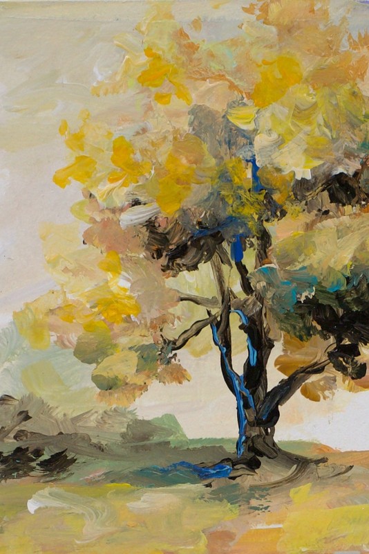 ACEO Original Landscape Garden Painting ATC Collectable Heavy Paper,L 2036